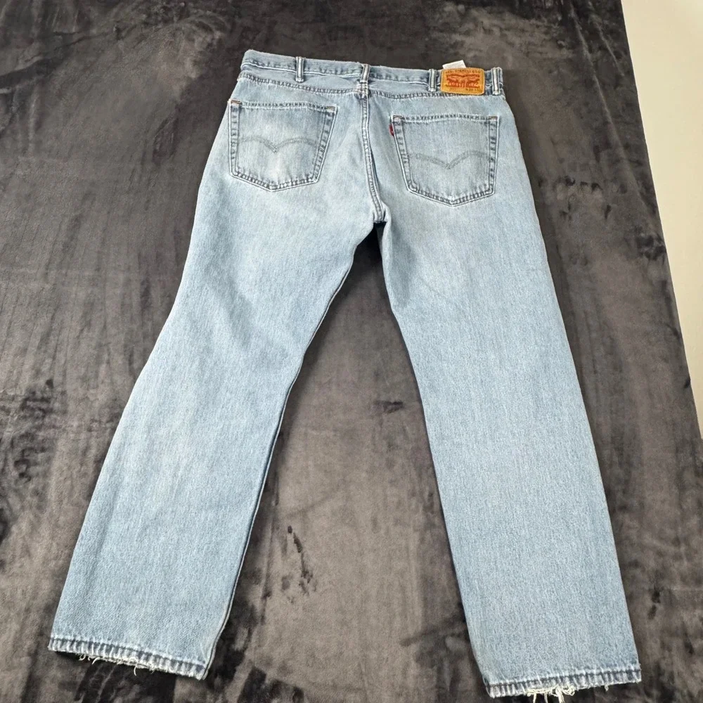 Levi 505 Regular Fit Jeans Mens 38x30 Light Wash Distressed Denim 00505-4891